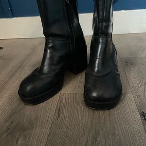 Black leather boots